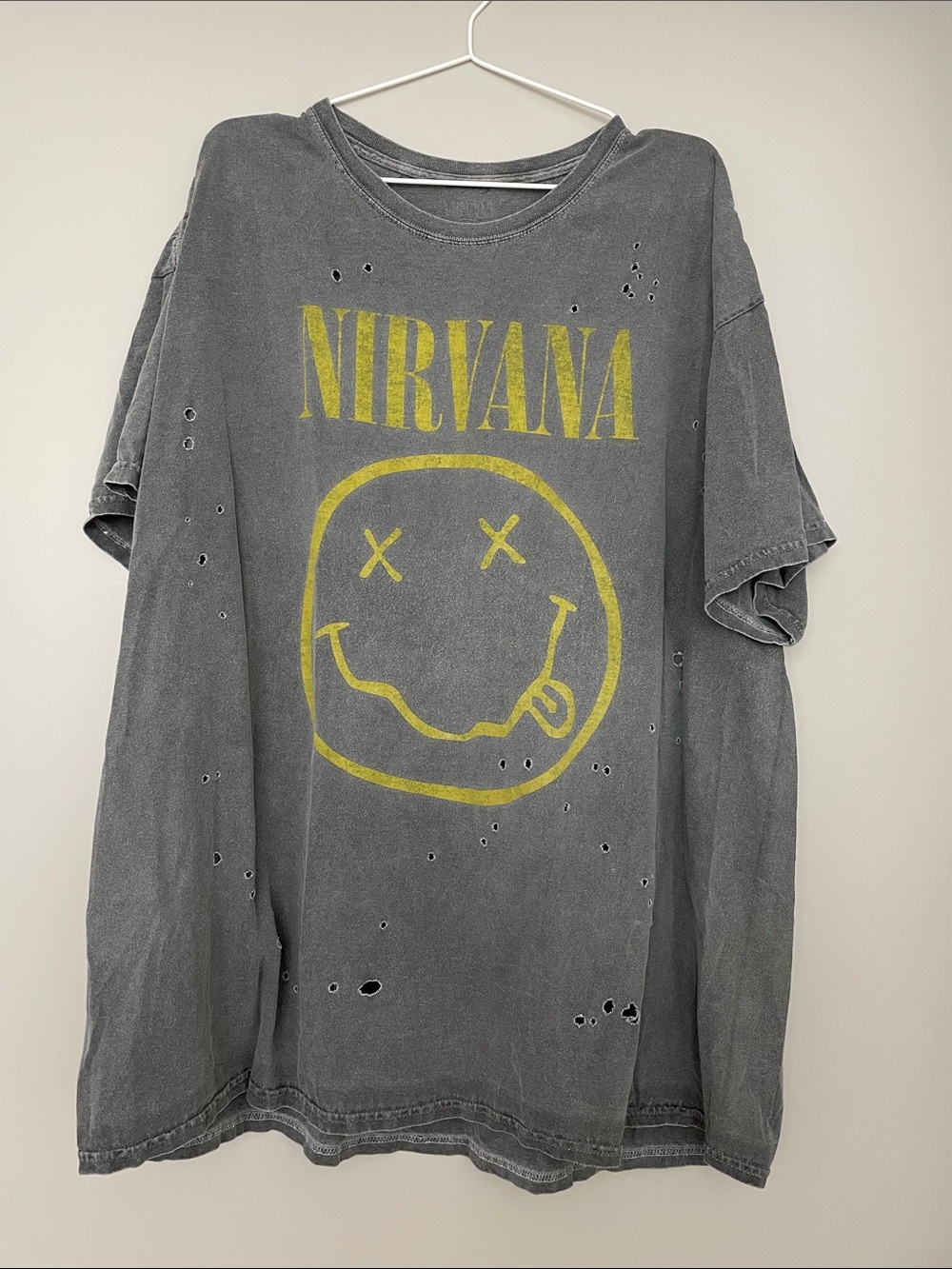 NIRVANA Oversized Tee T-shirt Dress with Yellow Smiley Logo